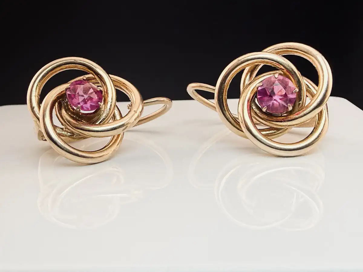 Советские серьги с корундами 583